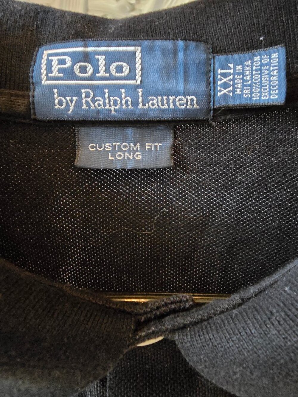 Polo Ralph Lauren Polo Shirt Mens XXL Long Black Slim Fit - Picture 3 of 5